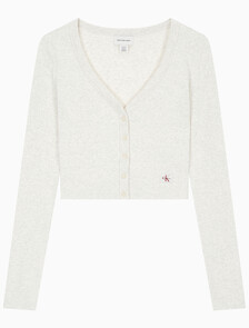 Buy 여성 우븐라벨 베이비립 가디건 in color VANILLA HEATHER