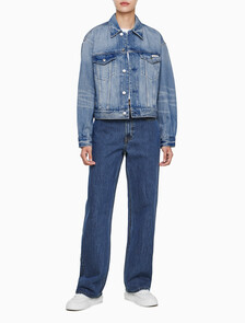 Buy 여성 코튼 셀비지 90's 트러커 자켓 in color BLUE