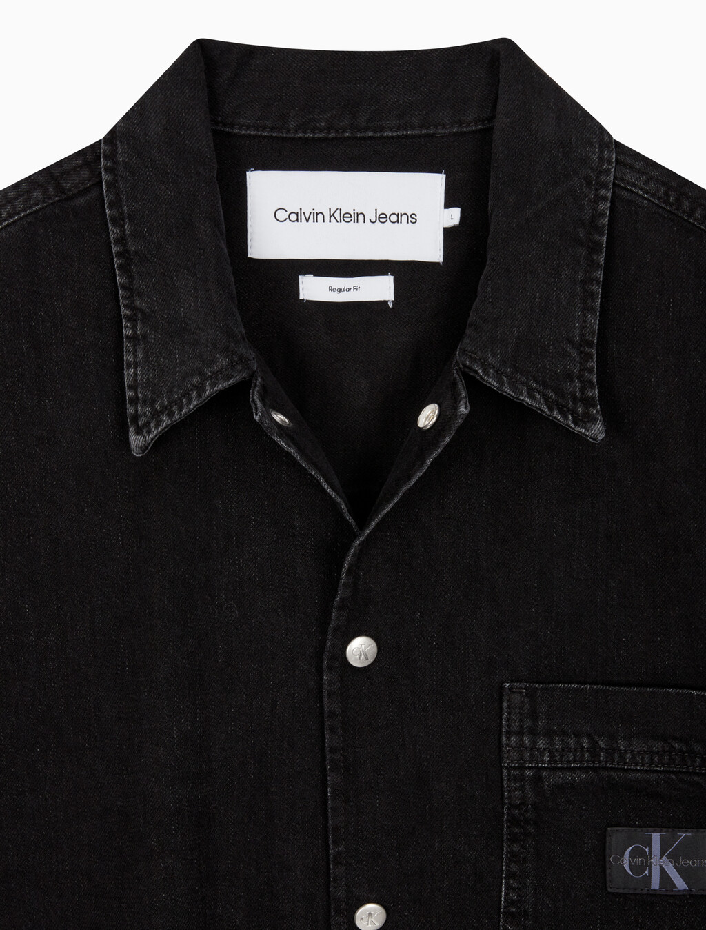 Buy 남성 데님 캠프 반팔 셔츠 in color WASHED BLACK LOGO LACE