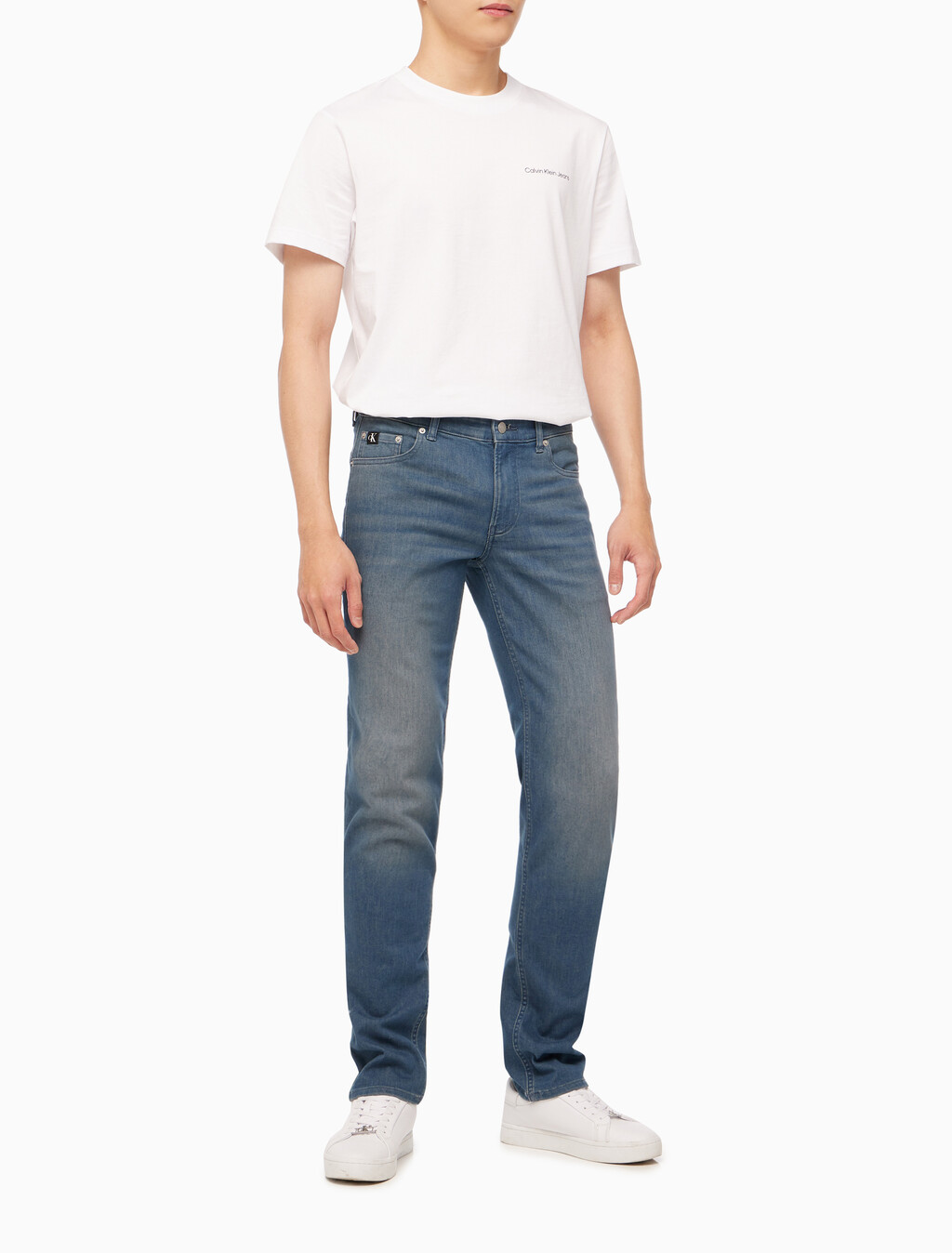 Buy 남성 바디핏 블루그레이 데님 in color GREY STEPPED RELEASE HEM