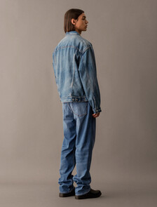Buy 남성 90's 스트레이트핏 미드블루 스톤워시 데님 in color MID BLUE BACK EMBRO