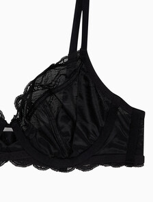 Buy 여성 센슈얼 스트레치 레이스 풀커버리지 in color BLACK