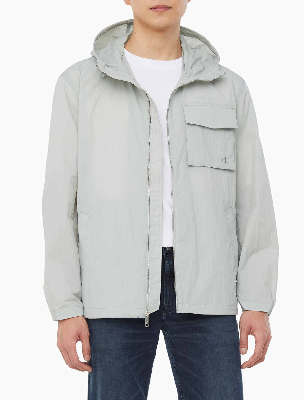 Buy 남성 릴렉스핏 라이트 후드 나일론 집업 자켓 in color PURITAN GRAY