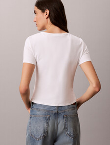 Buy 여성 코튼 스트레치 센슈얼 티 in color BRIGHT WHITE