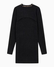 Buy 여성 롱 슬리브 2 in 1 스웨터 원피스 in color CK BLACK