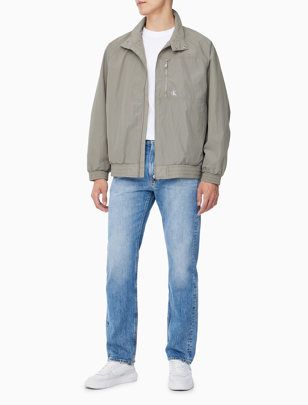 Buy 남성 스탠드 카라 윈드 브레이커 자켓 in color KHAKI BEIGE