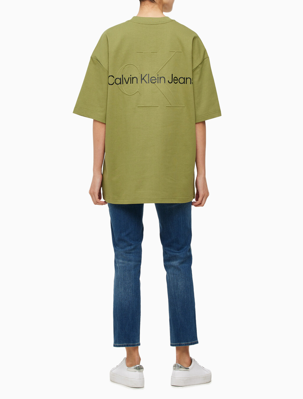 Buy 남녀공용 엠보싱 로고 반팔 티셔츠 in color KHAKI