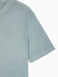 Buy 남성 오버핏 빈티지 워시 프린트 반팔 티셔츠 in color BLUE