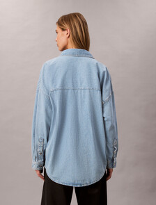 Buy 여성 린넨 릴렉스핏 라이트블루 데님 셔츠 in color AARON INDIGO