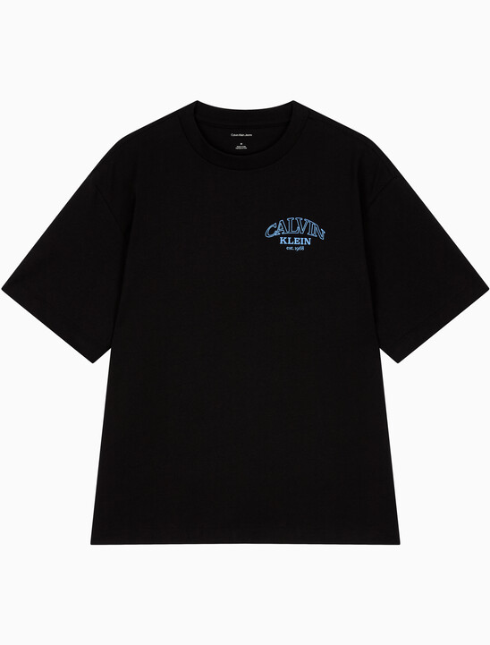 릴렉스드 저지 엠보스드 모노로고 티