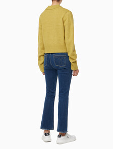 Buy 여성 플러피 얀 스웨터 가디건 in color MUSTARD