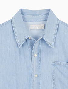 Buy 여성 오버사이즈 롱슬리브 데님 셔츠 in color CHALKY BLUE