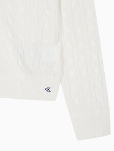 Buy 여성 울 케이블 크루넥 가디건 in color ANCIENT WHITE