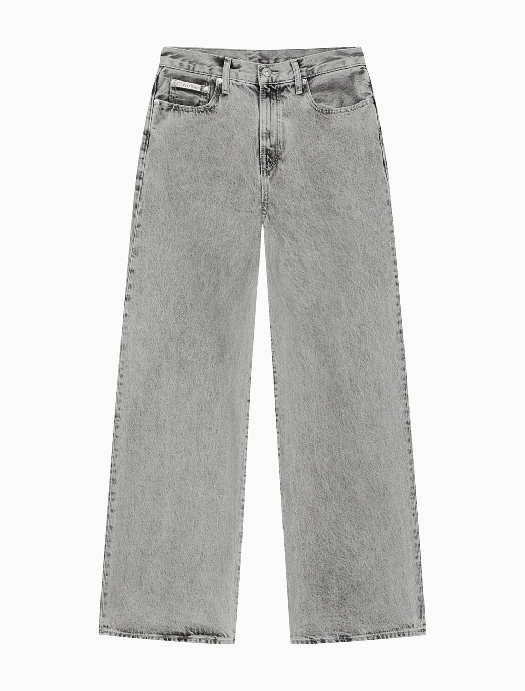 Buy 여성 와이드 레그핏 그레이 워시 데님 in color GREY