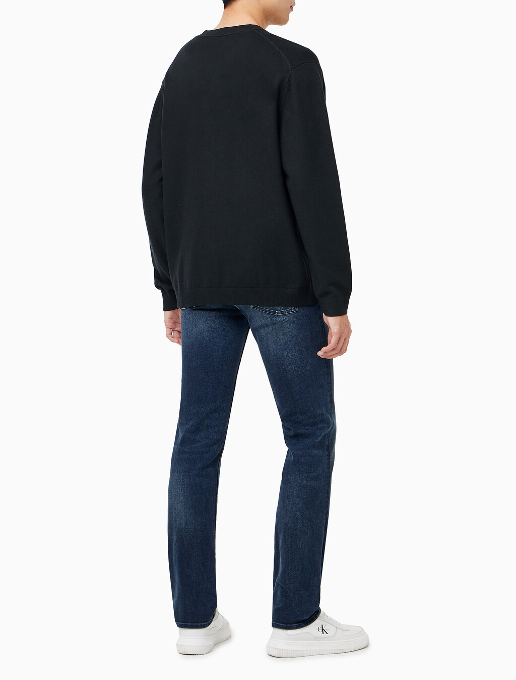 Buy 남성 릴렉스핏 크루넥 스웨터 가디건 in color CK BLACK