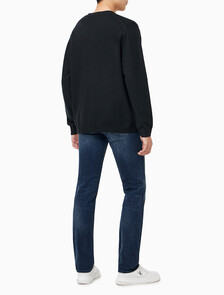 Buy 남성 릴렉스핏 크루넥 스웨터 가디건 in color CK BLACK