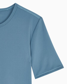 Buy 여성 로고밴드 크롭 숏슬리브 티셔츠 in color BLUE