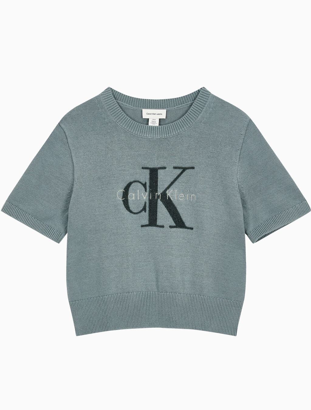 Buy 여성 청키 코튼 그래픽 풀오버 in color Mid Green