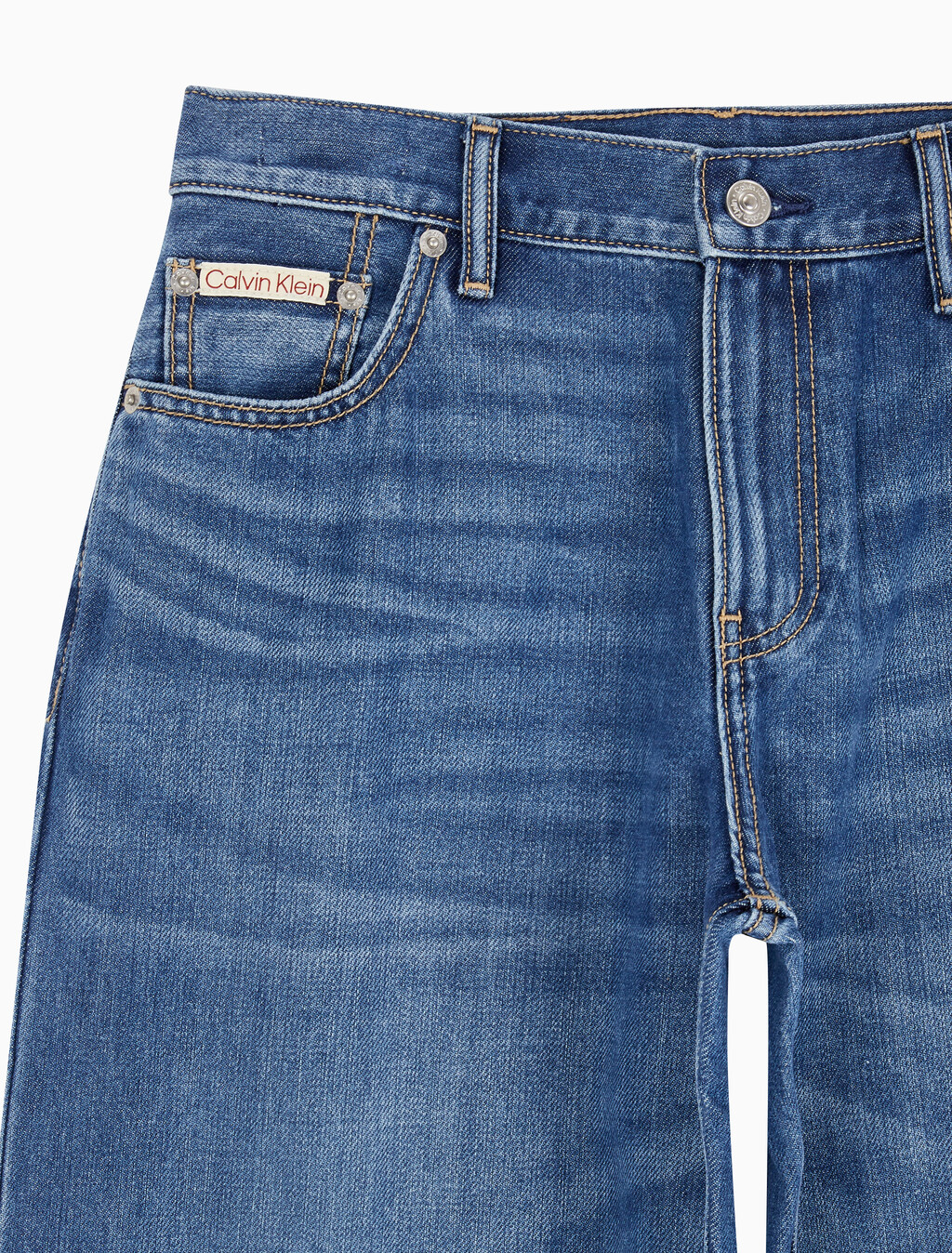 Buy 여성 로우라이즈 릴렉스핏 미드블루 37.5 라이트웨이트 데님 in color MID BLUE BACK EMBRO