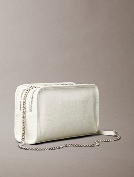 여성 CKJ 유틸리티 메탈 로고 더블집 카메라백