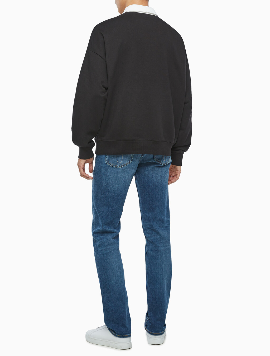 Buy 남성 롱슬리브 럭비 탑 in color CK BLACK