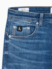 Buy 남성 바디 테이퍼핏  미드블루 이탤리언 데님 in color MID BLUE BACK EMBRO