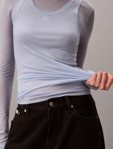 Buy 여성 울 블랜드 페미닌 더블레이어 탑 in color Light blue