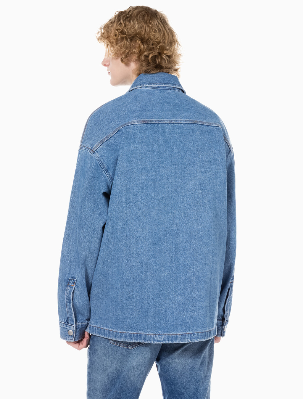 Buy 남성 박시 루즈핏 라이트블루 데님 셔츠 in color CHALKY BLUE