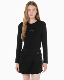 Buy 여성 롱슬리브 모노그램 베이비 티 in color CK BLACK