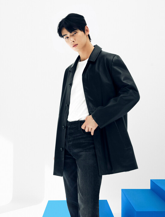 유니섹스 롱슬리브 레더 카 코트
