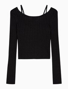 Buy 여성 L/S 스트랩 가디건 in color BLACK