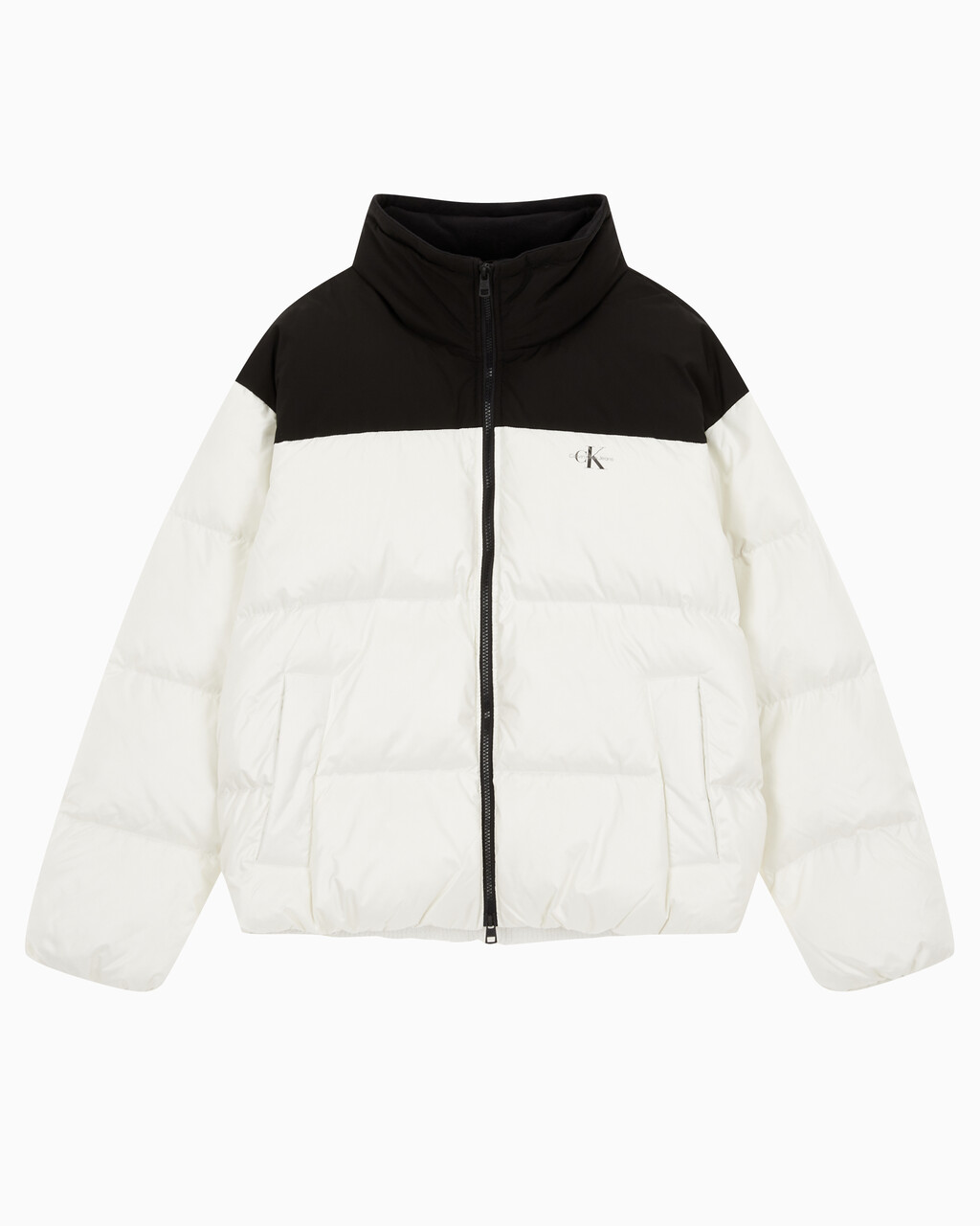 Buy 남녀공용 릴렉스 숏 블로킹 다운 푸퍼 in color WHITE