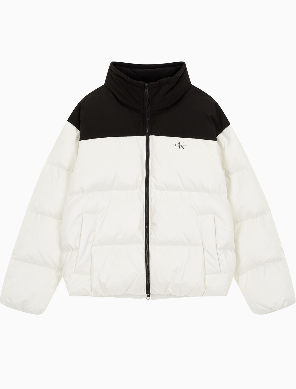 Buy 남녀공용 릴렉스 숏 블로킹 다운 푸퍼 in color WHITE