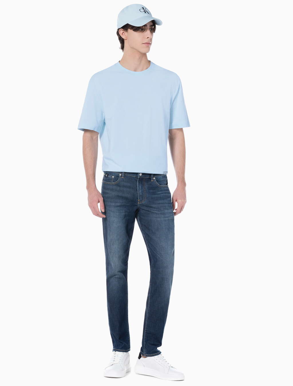Buy 남성 바디 테이퍼핏 다크블루 37.5 기능성 데님 in color BLUE BLACK HANGER LOOP