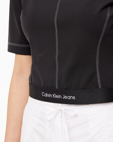 Buy 여성 밴드로고 하이넥 반팔 티셔츠 in color CK BLACK