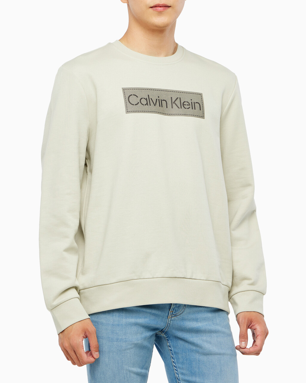 Buy 남성 롱슬리브 스텐실로고 테리 크루넥 스웻셔츠 in color BEIGE