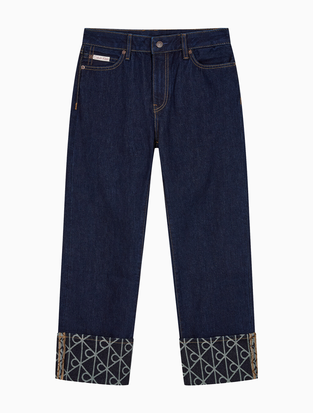 Buy 여성 릴렉스드 크롭 인디고 자카드 데님 in color denim