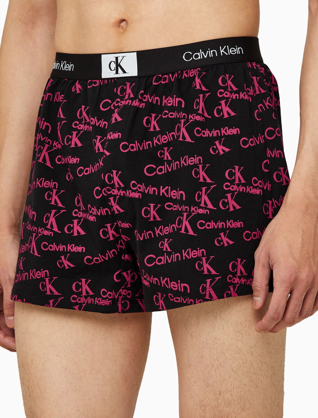 Buy 남성 CK 1996 코튼 싱글 박서 슬림 니트 in color NAVY/PINK PRINT