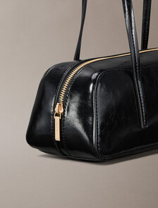 Buy 여성 엠보스드 로고 포일 글로시 발레토 백 in color BLACK