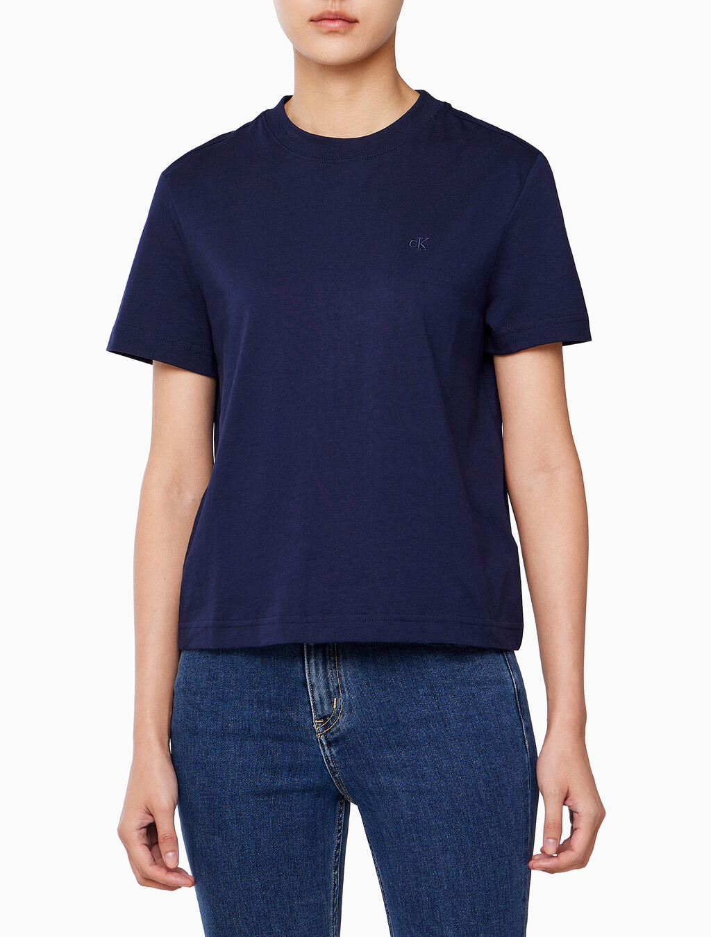 Buy 여성 아카이브 로고 크루넥 반팔 티셔츠 in color BARITONE BLUE