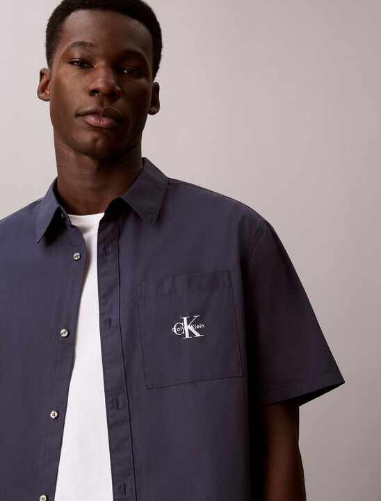 솔리드 워시드 포플린 릴렉스 숏슬리브 셔츠