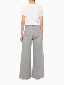 Buy 여성 로우라이즈 루즈핏  그레이  데님 in color GREY STEPPED RELEASE HEM