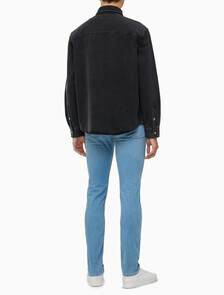 Buy 남성 릴렉스핏 데님 셔츠 in color WASHED BLACK LOGO LACE