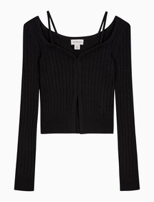 Buy 여성 L/S 스트랩 가디건 in color BLACK
