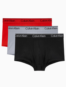 Buy 남성 마이크로 스트레치 3팩 로우 라이즈 트렁크 in color Black / Grey / Red