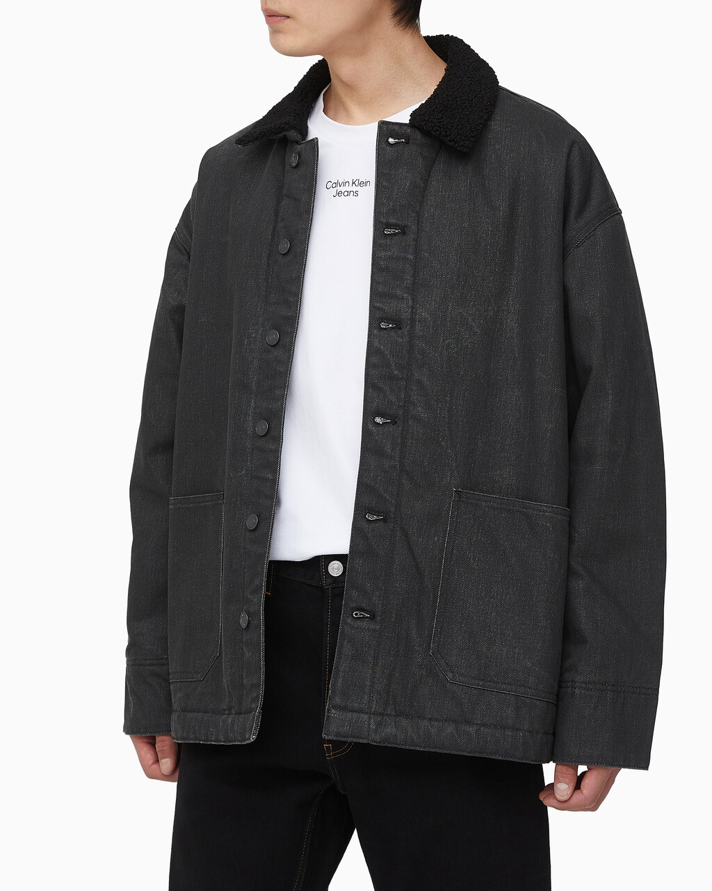 Buy 남성 쉐르파 숏 코트 자켓 in color BLACK