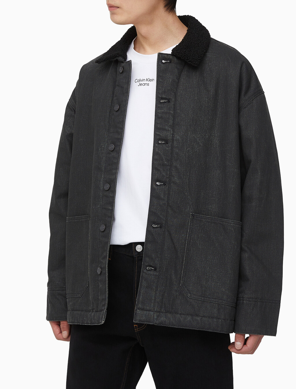 Buy 남성 쉐르파 숏 코트 자켓 in color BLACK