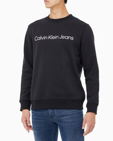 Buy 남성 레귤러핏 인스티튜셔널 로고 기모 스웨트셔츠 in color CK BLACK