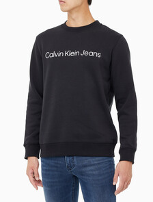 Buy 남성 레귤러핏 인스티튜셔널 로고 기모 스웨트셔츠 in color CK BLACK