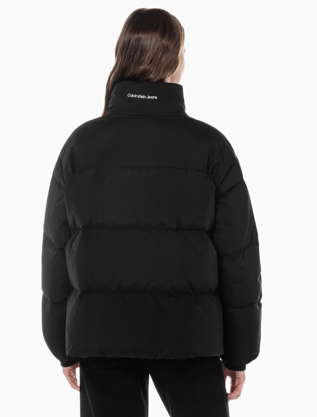 Buy 여성 숏 렝스 스탠드 카라 푸퍼 다운 재킷 in color CK BLACK